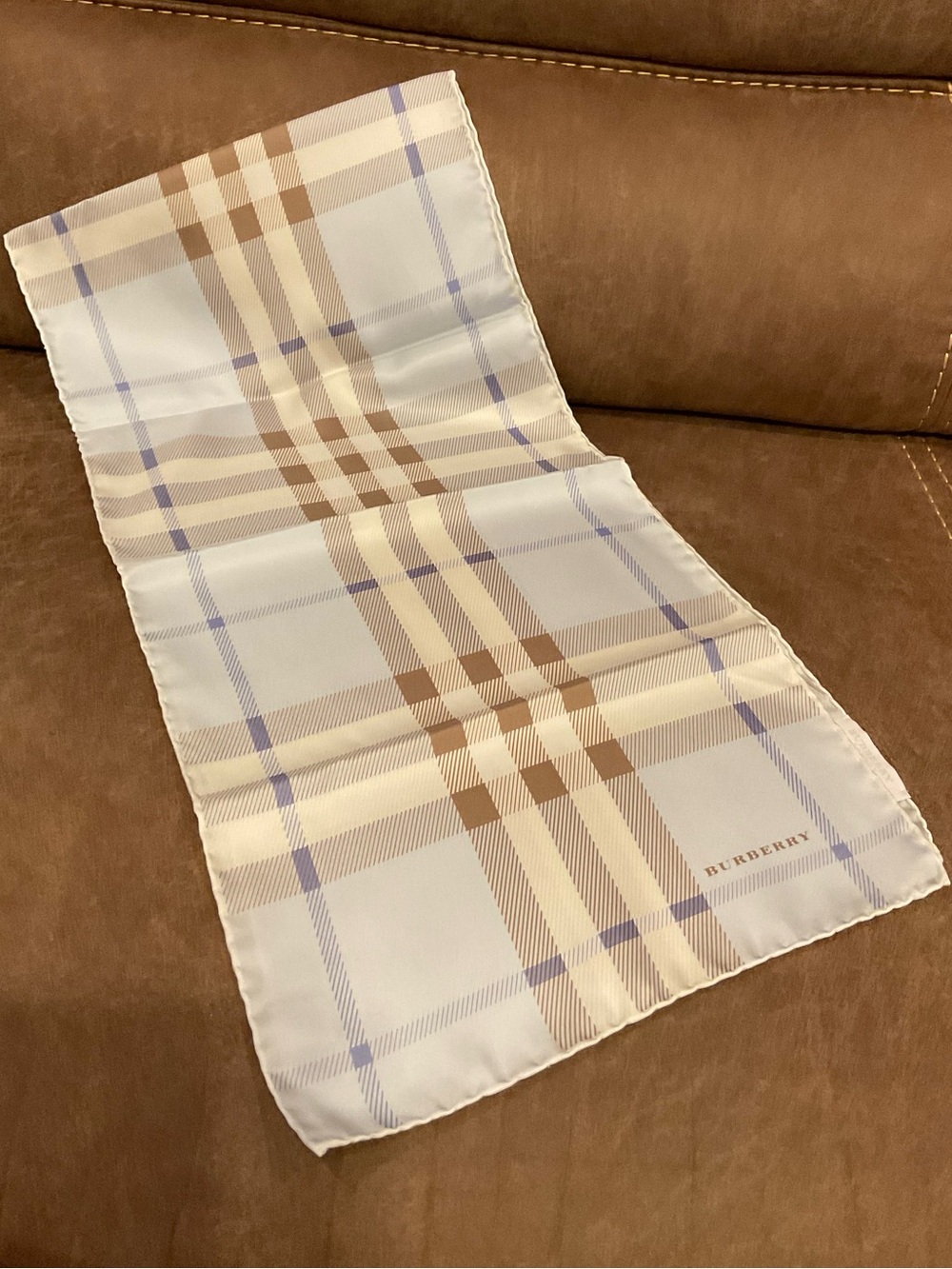 Vintage Burberry Silk Blue Scarf